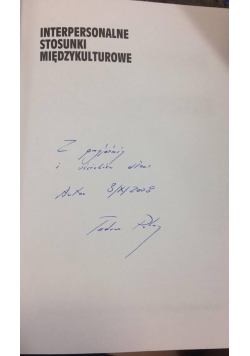 Interpersonalne stosunki międzykulturowe, autograf.