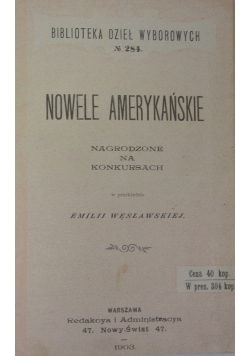 Nowele amerykańskie, 1903 r.