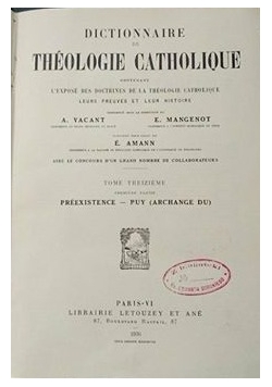 Dictonnarie de the theologie catholique, 1936 r.