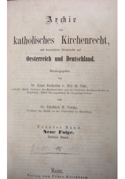 Archiv fur katholisches Kirchenrecht, 1863r.