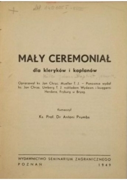 Mały ceremoniał dla kleryków i kapłanów, 1949 r., nuty