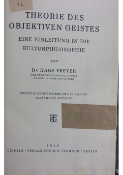 Theorie des objektiven geistes, 1928 r.