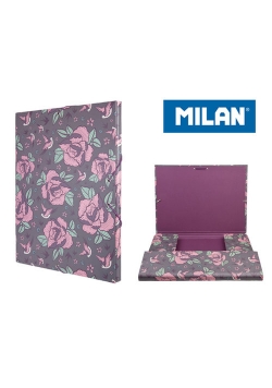Teczka MILAN A4 gruba z gumką FLOWERS róż