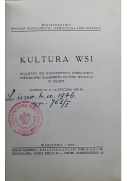 Kultura wsi 1930 r.