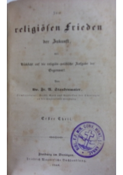 Protestantismus religiosen Frieden, 1846r.