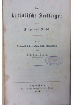 Der Katholische Seelsorger als Zeuge vor Gericht , 1849 r.