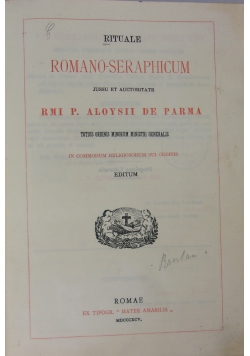 Rituale Romano-Seraphicum, 1895 r.