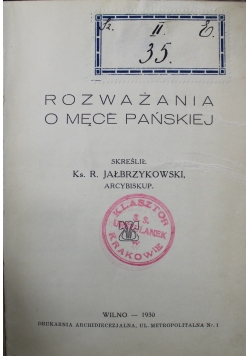Rozważania o Męce Pańskiej 1930 r.