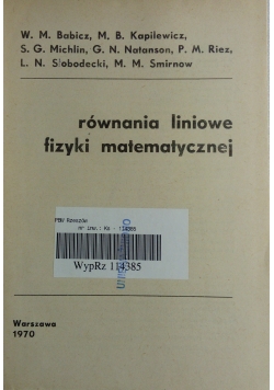 Równania liniowe fizyki matematycznej