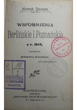 Wspomnienia Berlińskie i Poznańskie 1899 r.