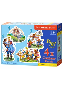 Puzzle konturowe 4w1 3-4-6-9 elementów Snow White's Story