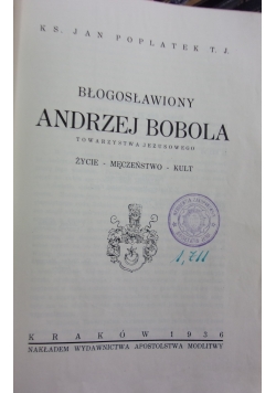 Błogosławiony Andrzej Bobola, 1936r.
