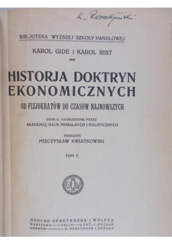 Historja doktryn ekonomicznych, Tom II 1920 r.