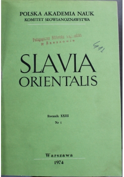 Slavia orientalis Rocznik XXIII 4 numery