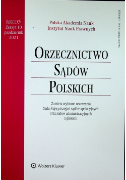 Orzecznictwo Sądów Polskich Rok LXV Zeszyt 10