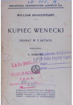 Kupiec Wenecki, ok.1919 r.