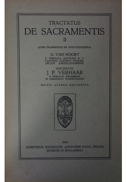 Tractatus De Sacramentis II,1930r.