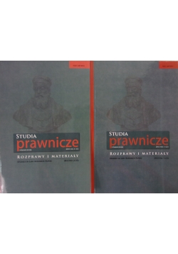 Studia prawnicze, rozprawy i materiały. Nr 1 (12) i 2 (13)