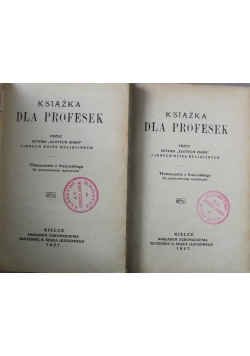 Książka dla profesek 3 części 1927 r.