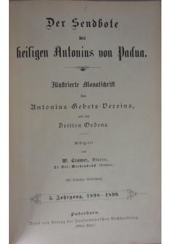 Der Sendbote des heiligen Antonius von Padua, 1898-1899 r.