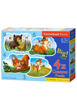 Puzzle konturowe 4w1 3-4-6-9 Forest Animals
