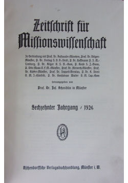 Zeitschrift für Missionswissenschaft, 1926 r.