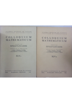 Colloquium Mathematicum.Zestaw 2 książek