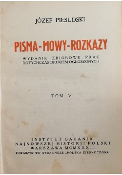 Pisma; Mowy; Rozkazy, 1933r