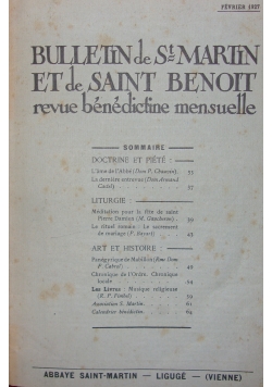 Bulletin de St Martin et se saint benoit , 1927 r.