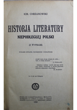 Historja literatury Niepodległej Polski 1920 r.