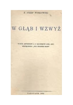 W Głąb i wzwyż,1938r.
