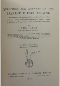 Questions and answers on the marine diesel engine, 1950 r.