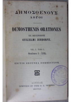 Demosthenis Orationes, 1852r.