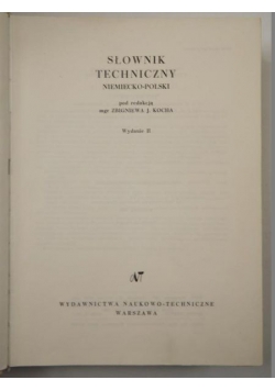 Słownik techniczny, niemiecko - polski
