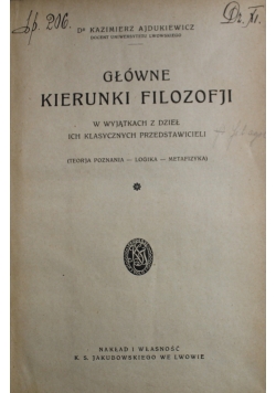 Główne Kierunki Filozofji 1923 r.