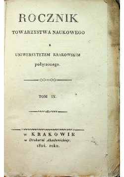 Rocznik Towarzystwa Naukowego tom IX 1824 r.
