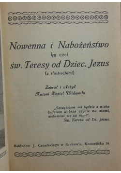 Nowenna i Nabożeństwo ku czci św. Teresy od dzieciątka Jezus
