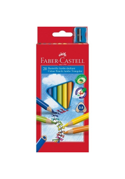 Kredki Faber-Castell Jumbo trójkątne 20 kolorów + temperówka