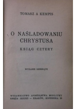 O naśladowaniu Chrystusa wydanie X, 1938 r,