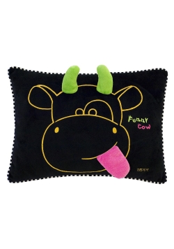 Krówka Funny black poduszka pomarańczowa