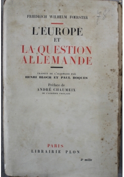 LEurope et La Question Allemande 1937 r.