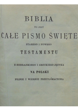 Biblia to jest całe Pismo Święte