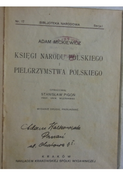 Księgi narodu Polskiego i pielgrzymstwa Polskiego, 1922 r.