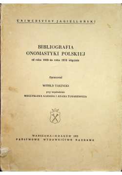 Bibliografia onomastyki polskiej od roku 1959 do roku 1970 włącznie