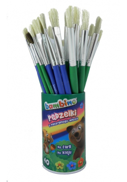 Pędzelki do farb i kleju Bambino 40 sztuk w kubku