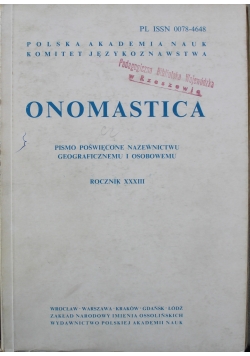 Onomastica rocznik XXXIII