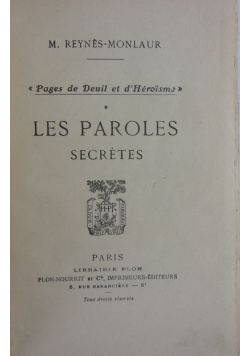 Les Paroles secretes ,1915r.