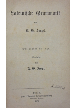 Lateinische grammatik , 1874