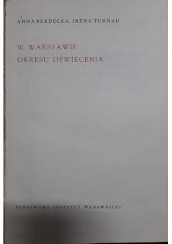 W Warszawie okresu oświecenia