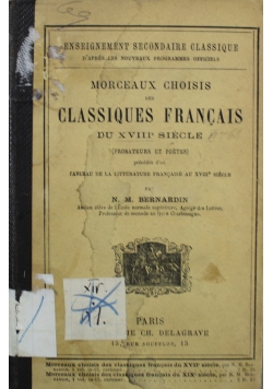 Morceaux Choisis das Classiques Francais du XVIII 1887 r.